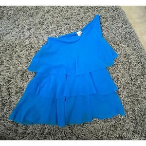 NWOT Sweet Pea One-Shoulder Tiered Top in Blue